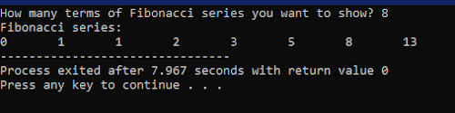 C++ Program to print Fibonacci Series