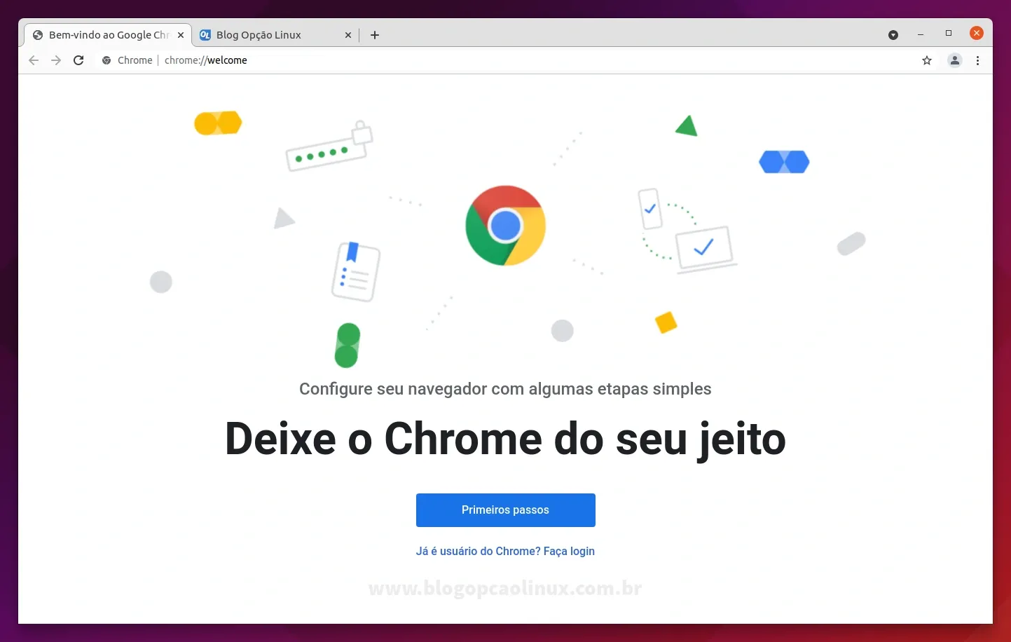 Google Chrome executando no Ubuntu 21.10 (Impish Indri)