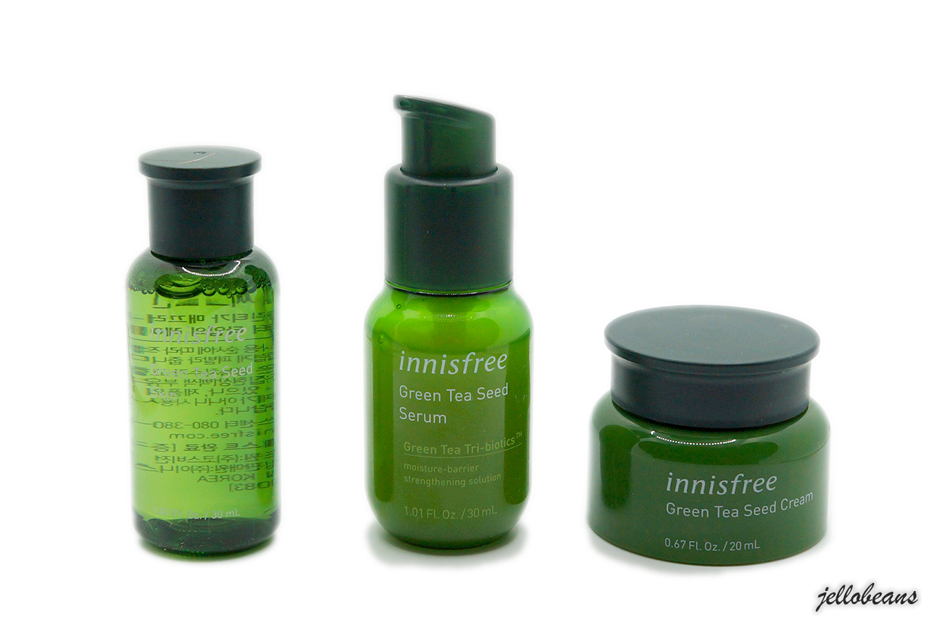 Sneak Peek Innisfree Green Tea Seed Serum, Skin and Cream Jello Beans