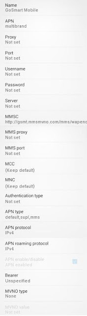GoSmart Mobile Internet APN Settings for Android GoSmart Mobile Internet APN Settings for Android