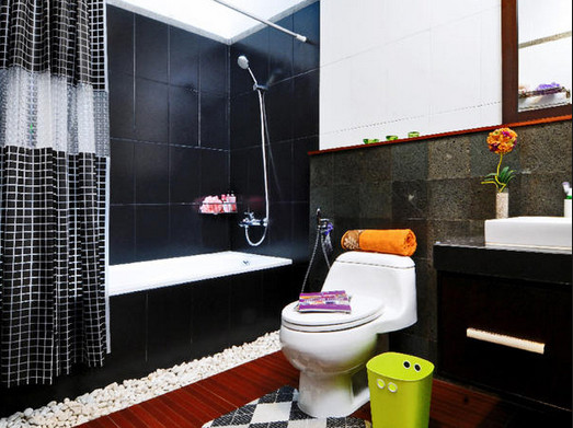  Desain keramik kamar mandi minimalis hitam putih  Kamar  