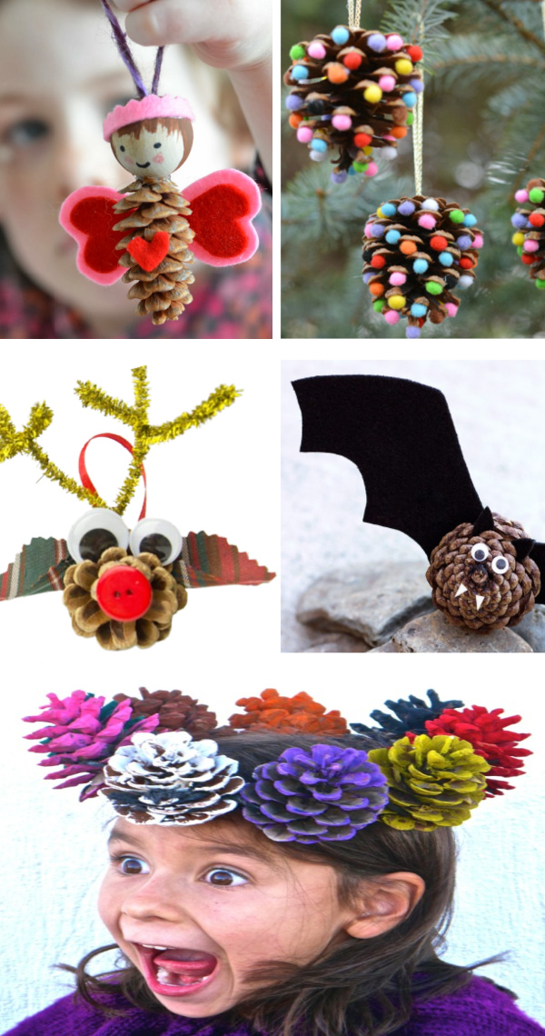TONS of fun & creative pine-cone crafts for kids! #pineconecrafts #pinecones #fallcrafts #growingajeweledrose #activitiesforkids