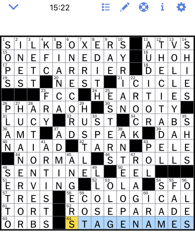 The New York Times Crossword Puzzle Solved Saturday's New York Times