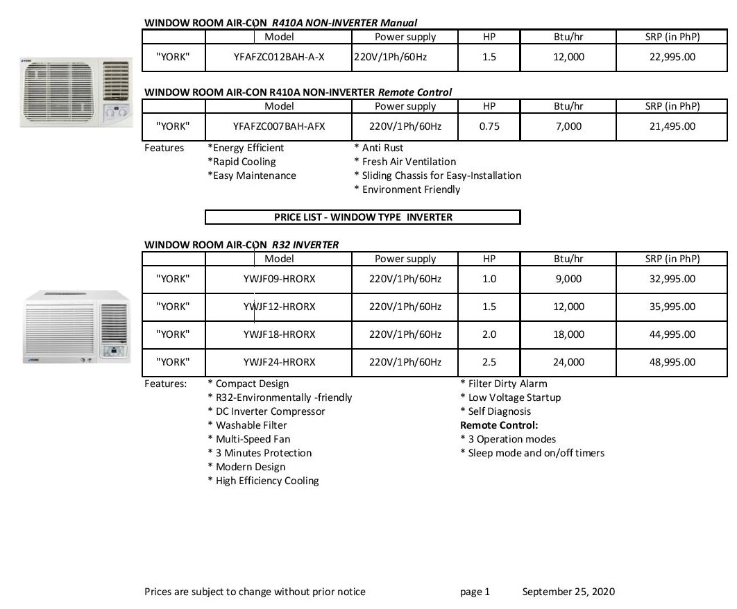 YORK AIR CONDITIONERS