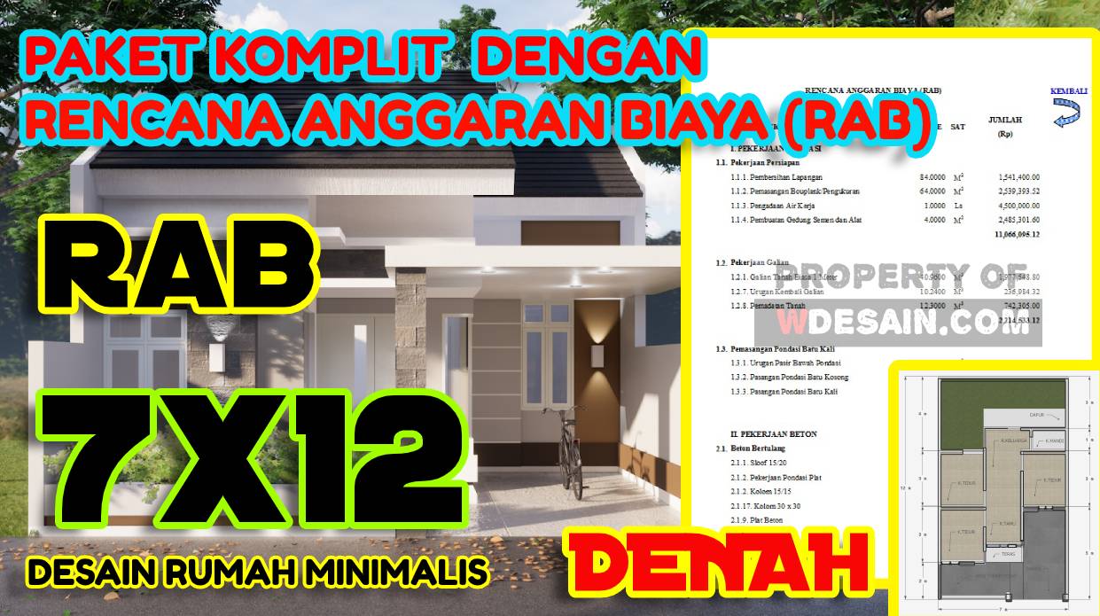 Desain Rumah Minimalis 3 Kamar 7x12 Komplit Dengan Rab Nya Desain Rumah Minimalis