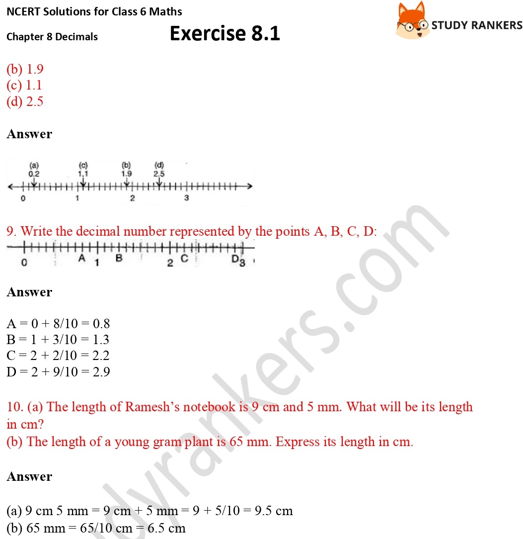 NCERT Solutions for Class 6 Maths Chapter 8 Decimals Exercise 8.1 Part 5