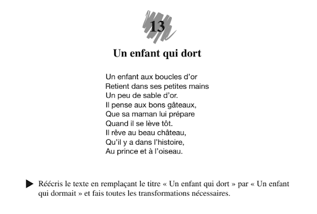 كتاب رائع باللغة الفرنسية يعلمك طريقة إعادة صياغة نص وكتابته من جديد باللغة الفرنسية la Conjugaison 110 activités de réécriture Un%2Benfant%2Bqui%2Bdort