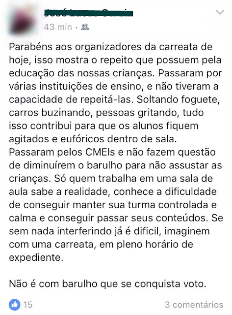 Em Roncador, internautas reclamam do barulho