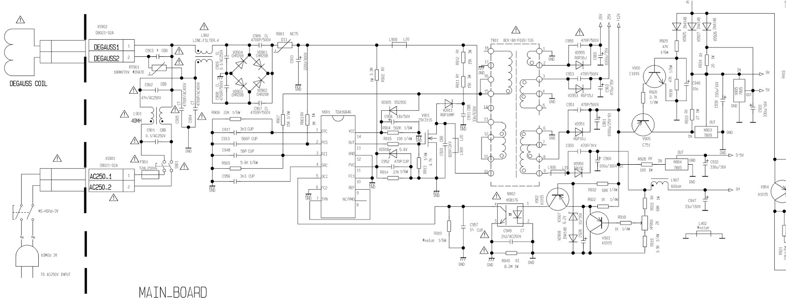 Electro help AKIRA 14KLS4CE CTV POWER SUPPLY SECTION SCHEMATIC [CIRCUIT] USING TDA