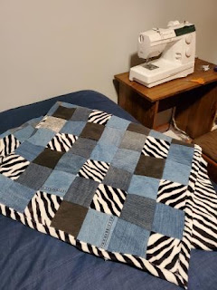 Picture of zebra and denim quilt