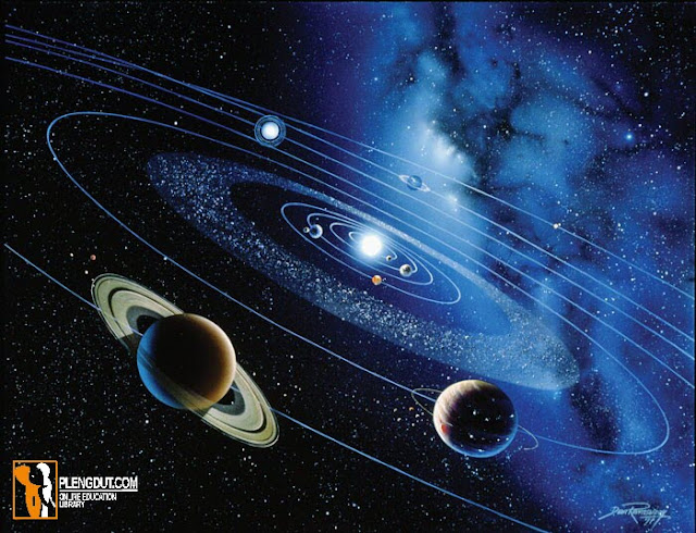 Gambar 2 Planet-planet yang Mengorbit Matahari Contoh teori ilmiah adalah gagasan bahwa Bumi dan planet-planet mengorbit Matahari akibat gaya tarik gravitasi matahari. Teori ini diterima secara universal karena membuat prediksi yang telah diuji dan dikonfirmasi oleh pengamatan. (Detlev Van Ravenswaay / Science Photo Library)