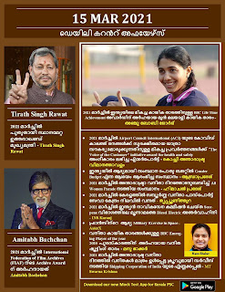 Daily Malayalam Current Affairs 15 Mar 2021