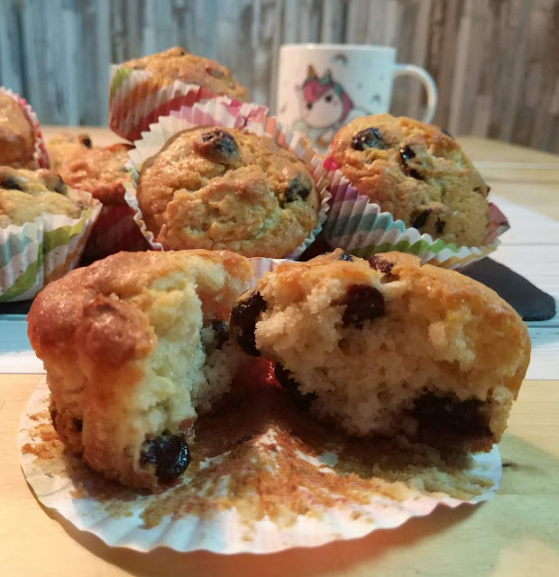Caperucita tienta al lobo Muffins de chocolate blanco y arándanos rojos