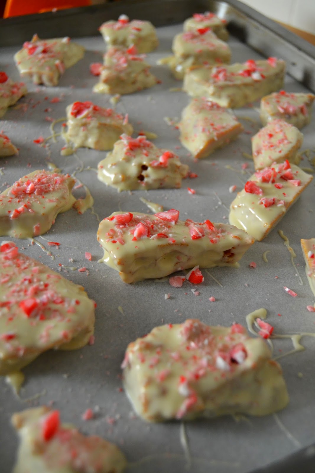 peppermint flavoured honeycomb dipped in white chocolate