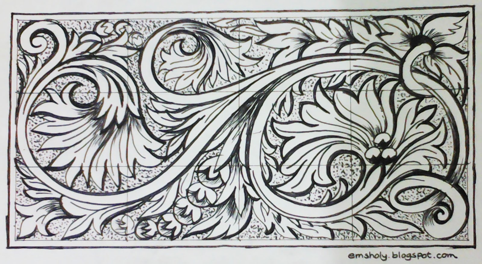 Menggambar Sketsa Ukir  Motif Jepara Shona Design