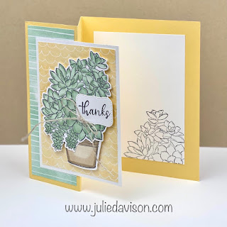 Stampin' Up! Simply Succulents Z Fold Thanks Card + Online Class Video ~ Hand Penned Designer Paper ~ www.juliedavison.com #stampinup