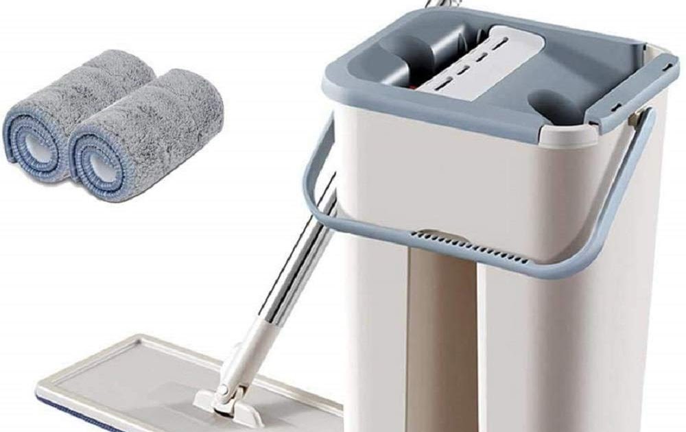 Unique Microfiber Flat Mop with Bucket, Cleaning Squeeze Hand Free