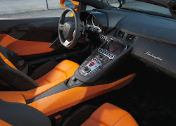 lamborghini aventador roadster lp700 interior orange rear
