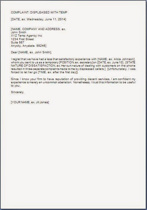 Complaint Letter For Employee Poor Performance