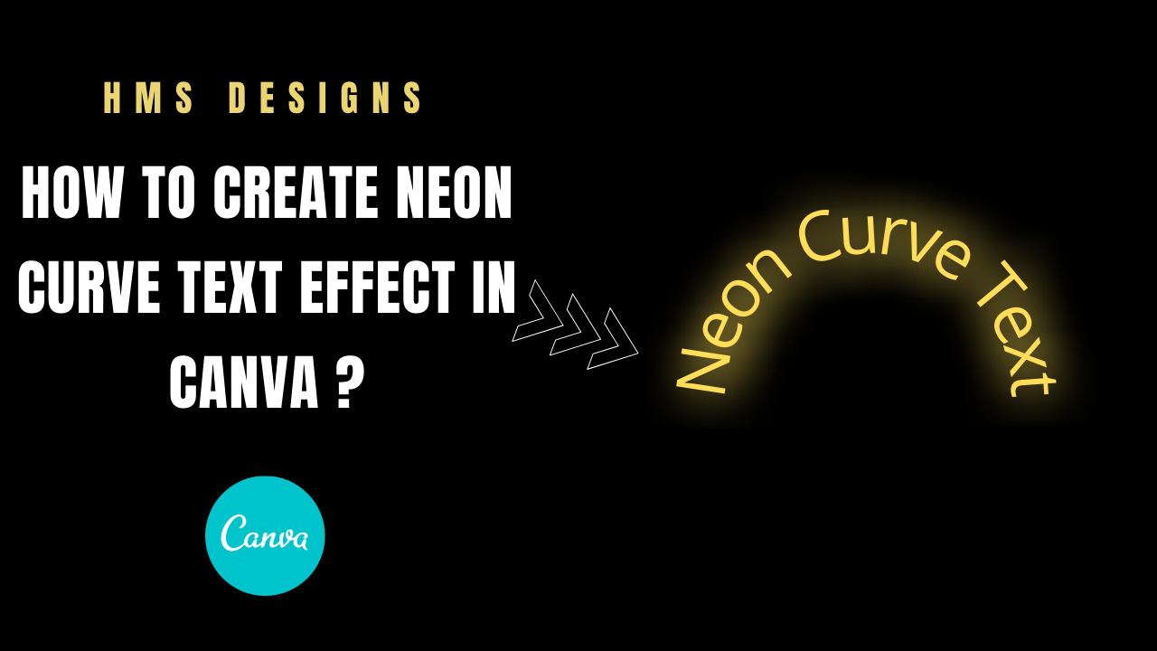 How to create neon curve text effect in Canva ?