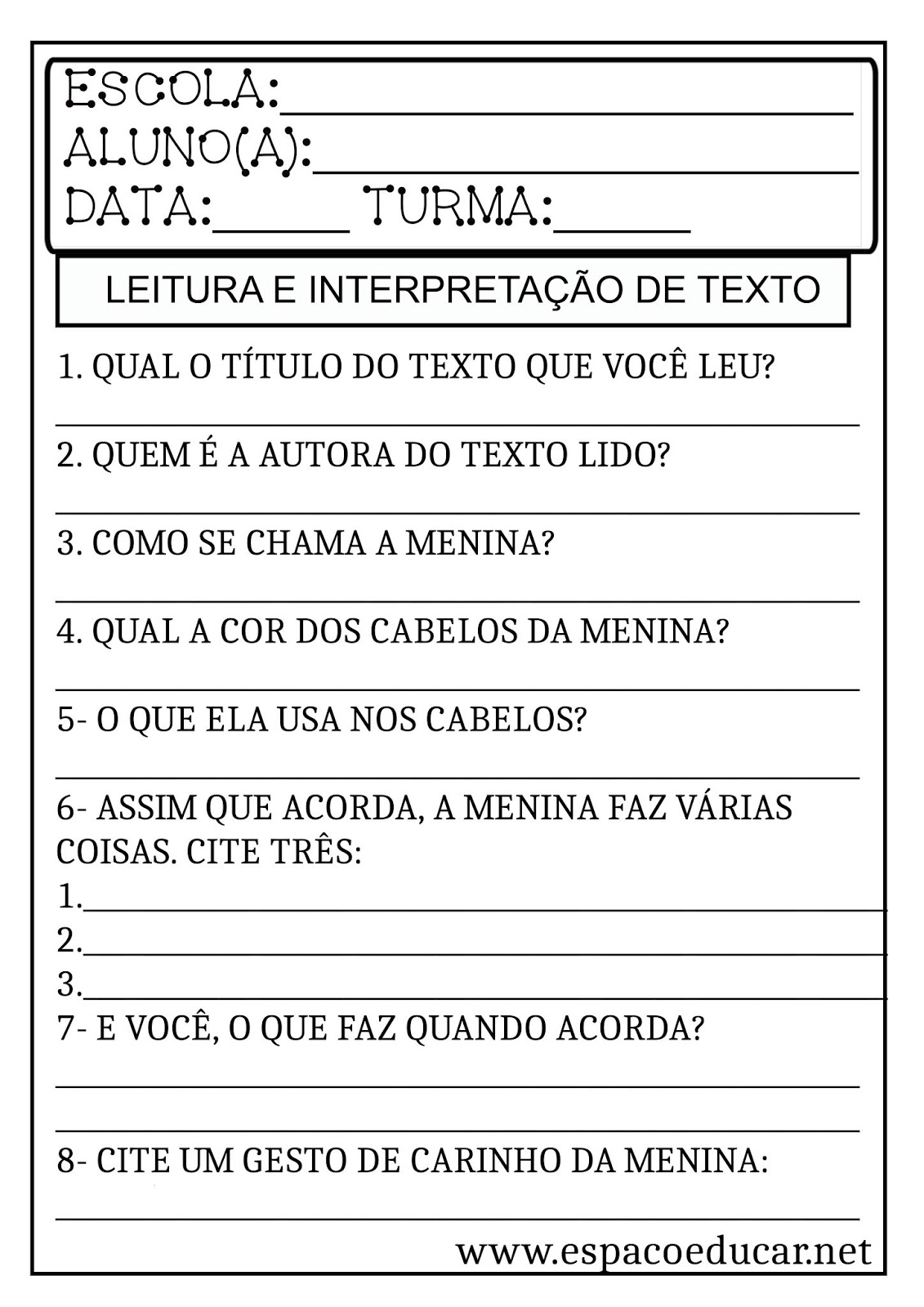 PDF COM AS ATIVIDADES DE INTERPRETAÇÃO DE TEXTO PARA BAIXAR