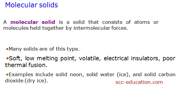 van der wall force,molecular solid,Solid state ,notes,crystalline,amorphous,
