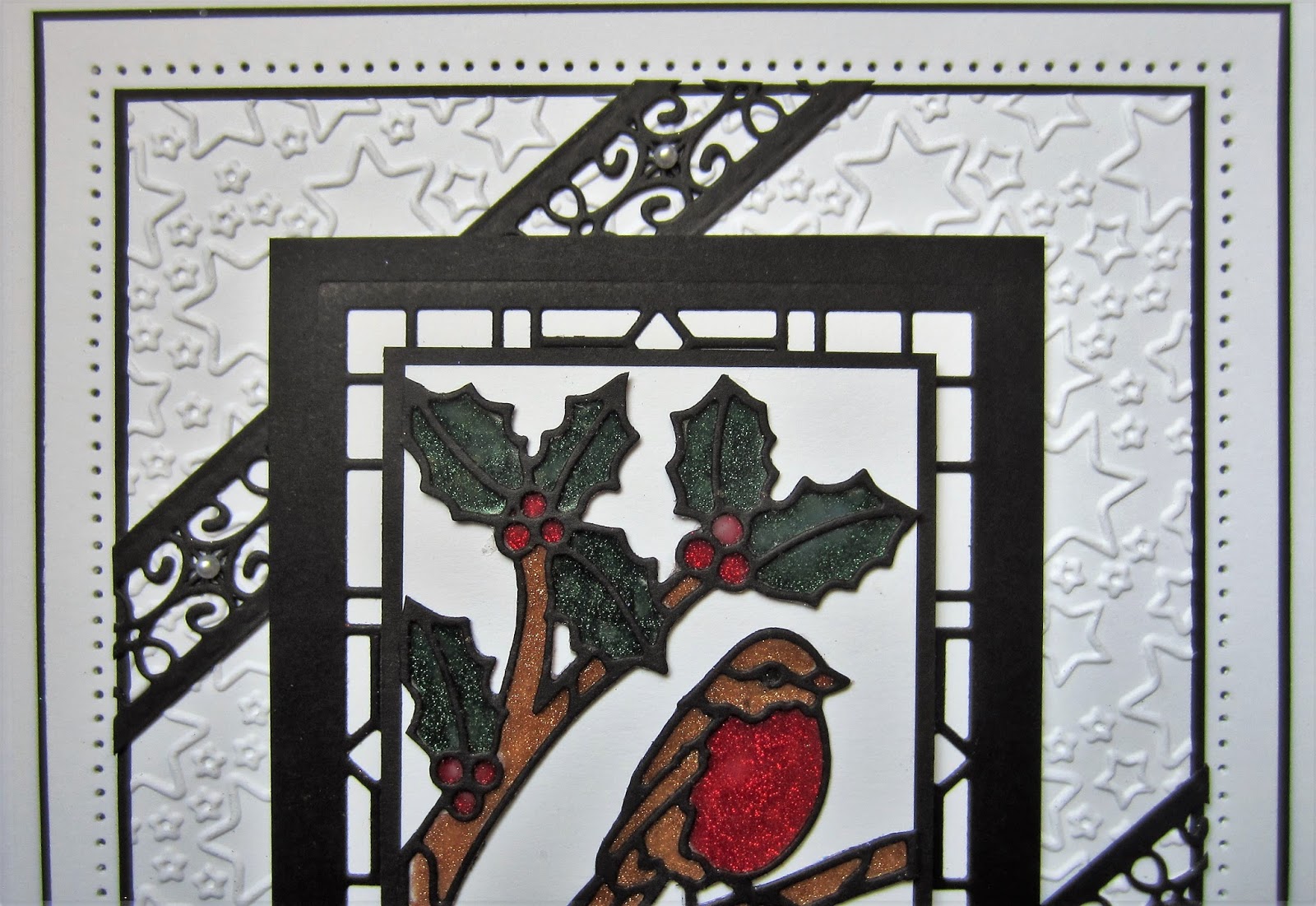 PartiCraft (Participate In Craft) Christmas Robin Stained Glass Card