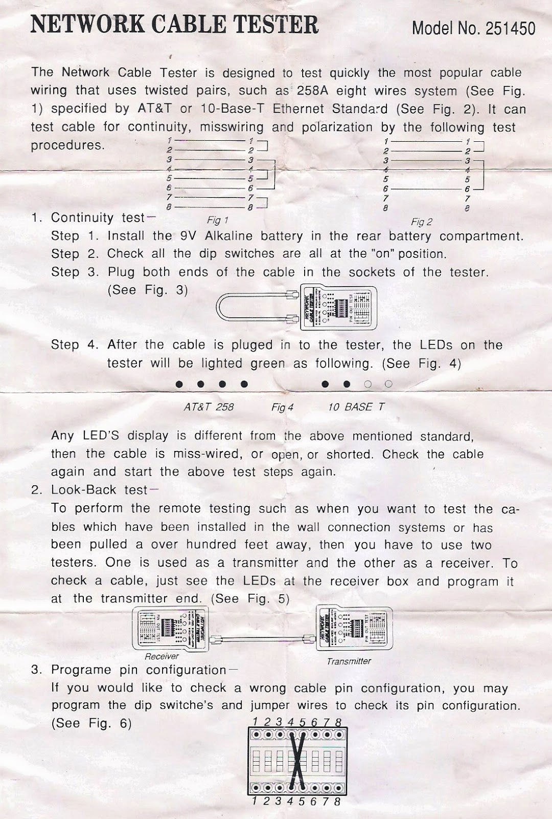 Esquemas e Memórias Manual Network Cable Tester 251450