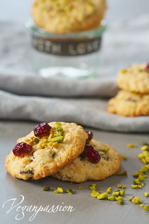 Cranberry-Cookies mit Pistazien - Veganpassion