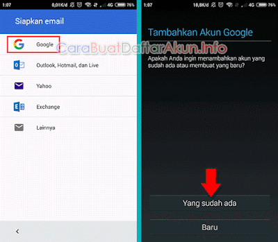 cara menambah akun google