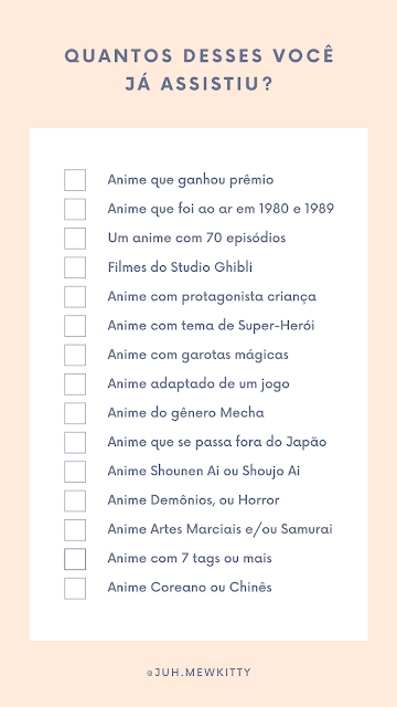 Desafio animes assistidos Instagram