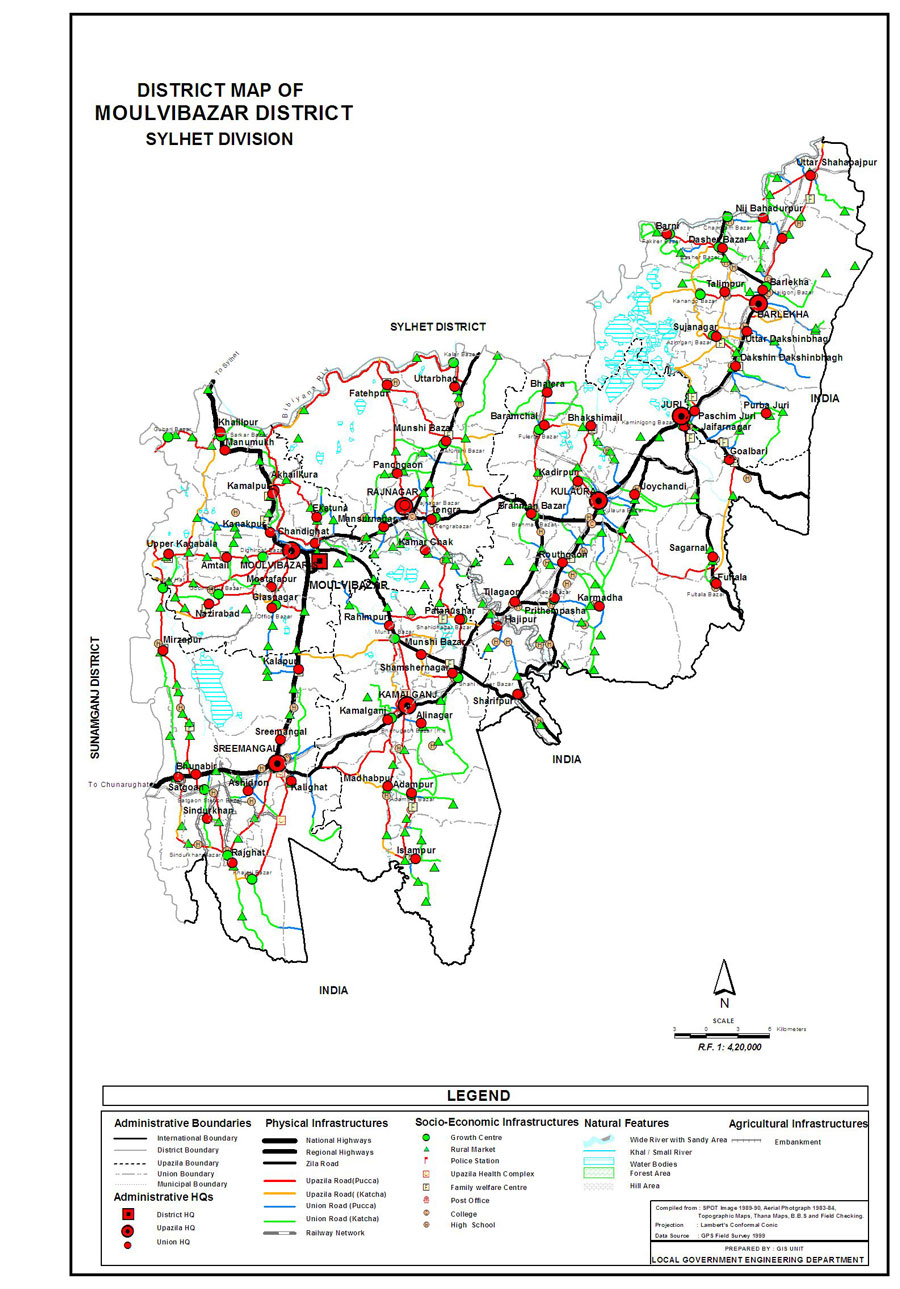 Moulvibazar District Map Bangladesh