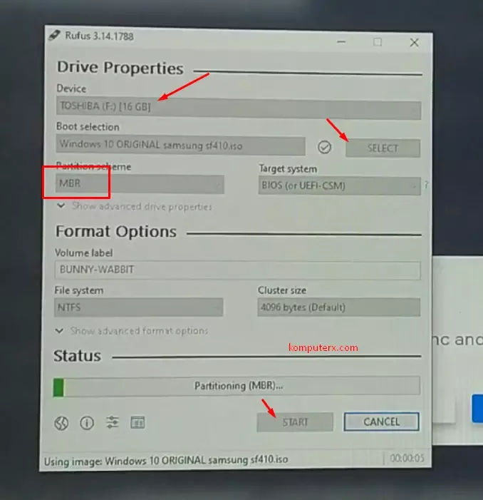 membuat usb bootable di rufus