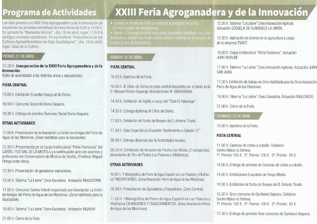 Feria Agroganadera de Los Palacios y Villafranca 2017 - Programa de actividades 01 Feria Agroganadera de Los Palacios y Villafranca 2017 - Programa de actividades 01