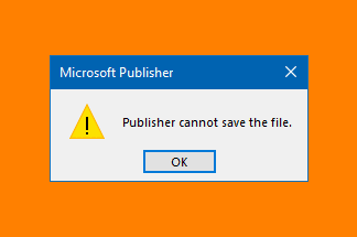 Microsoft Publisher에서 파일을 저장할 수 없습니다.