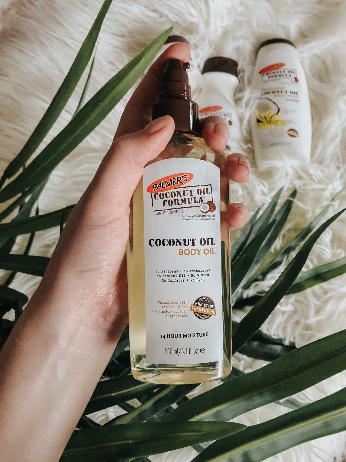 Amanda Burrows of the fashion, beauty, and travel blog Affordable by Amanda Shares Her Tips for How to Get Your Dry Skin on Track as the Seasons Change. Palmer’s® Coconut Oil Formula Lotion, Palmer’s® Coconut Oil Body Oil, and Palmer’s® Coconut Oil Formula Body Balm