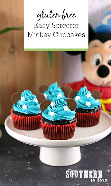Easy Sorcerer Mickey Cupcakes Recipe - easy cake decorating ideas, disney cupcakes, mickey mouse, gluten free, best chocolate cupcakes recipe, kids birthday cake ideas, mickey cake tutorial