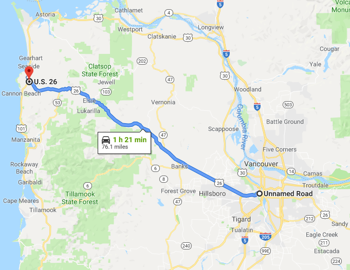 US Route 26 on the Sunset Highway from downtown Portland to US 101