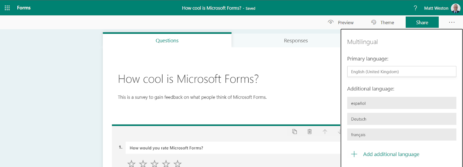 Making Microsoft Forms Multilingual