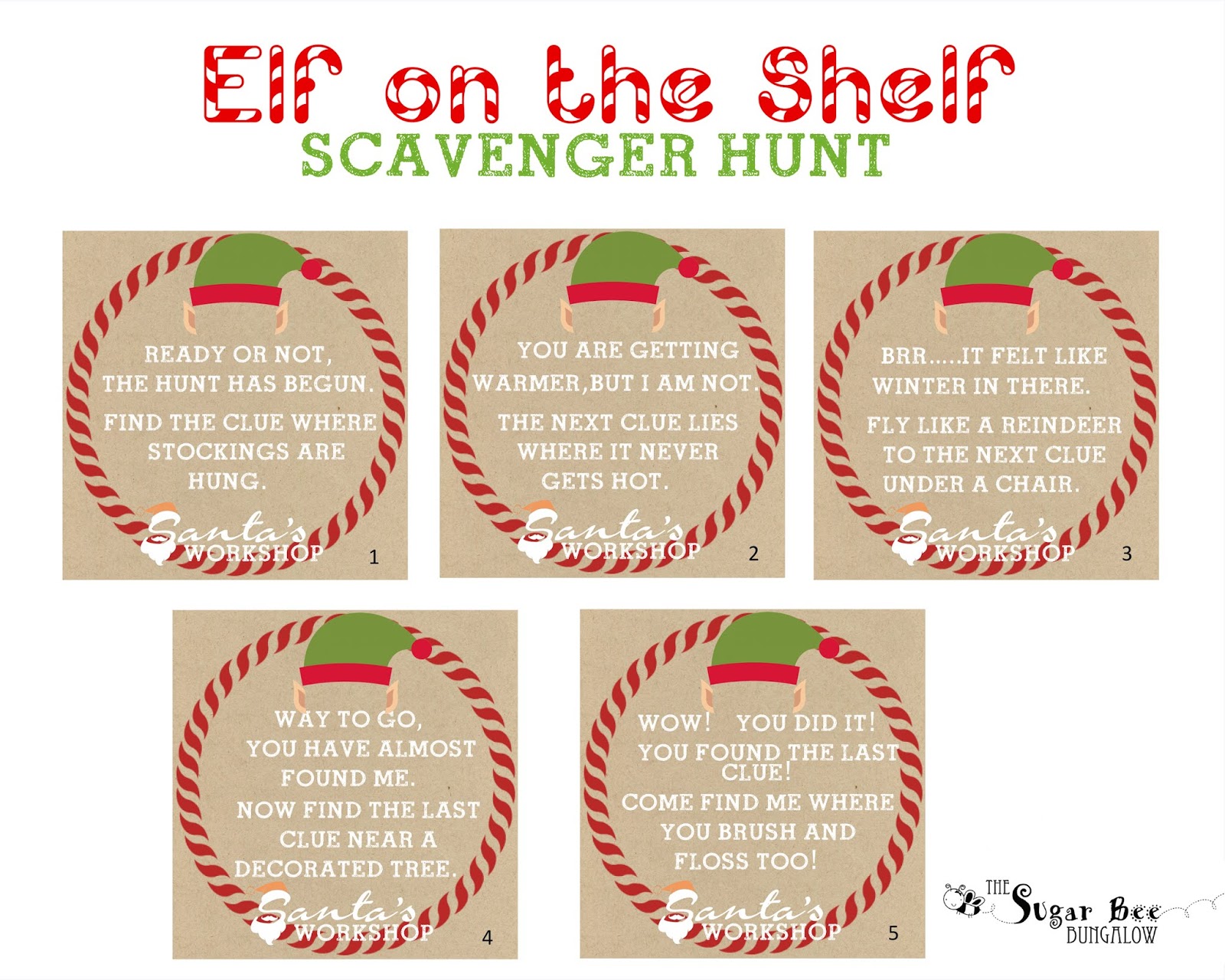 Elf On The Shelf Scavenger Hunt Printables - Printable Templates