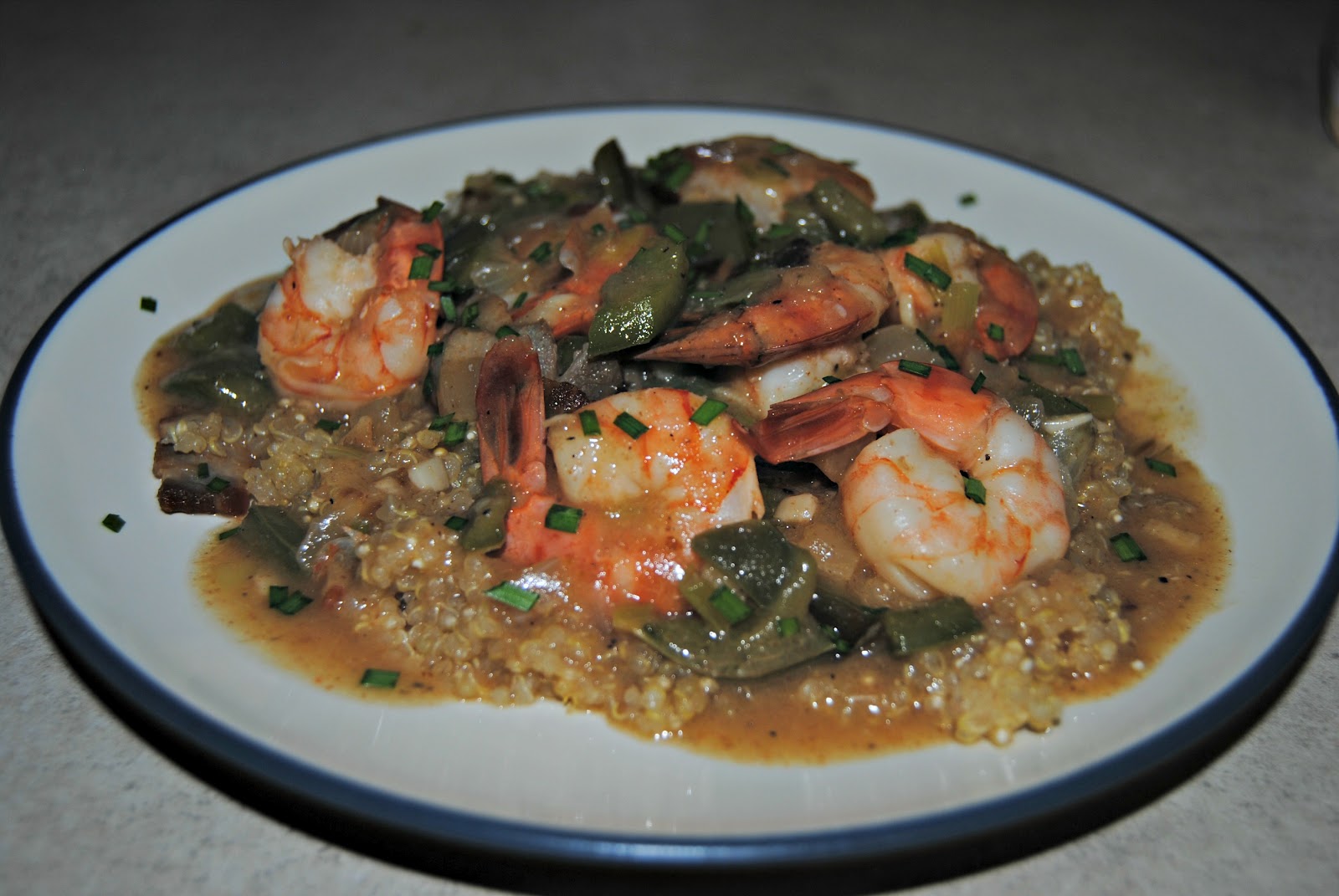 Seeking Radiance Shrimp and Quinoa (Instead of Grits)