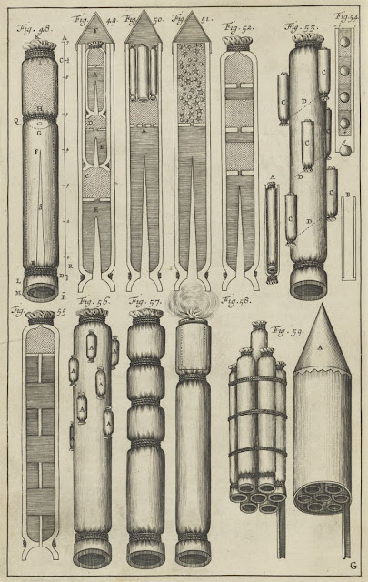 Иллюстрации Семеновича, показывающие многоступенчатые и скомпонованные ракеты
