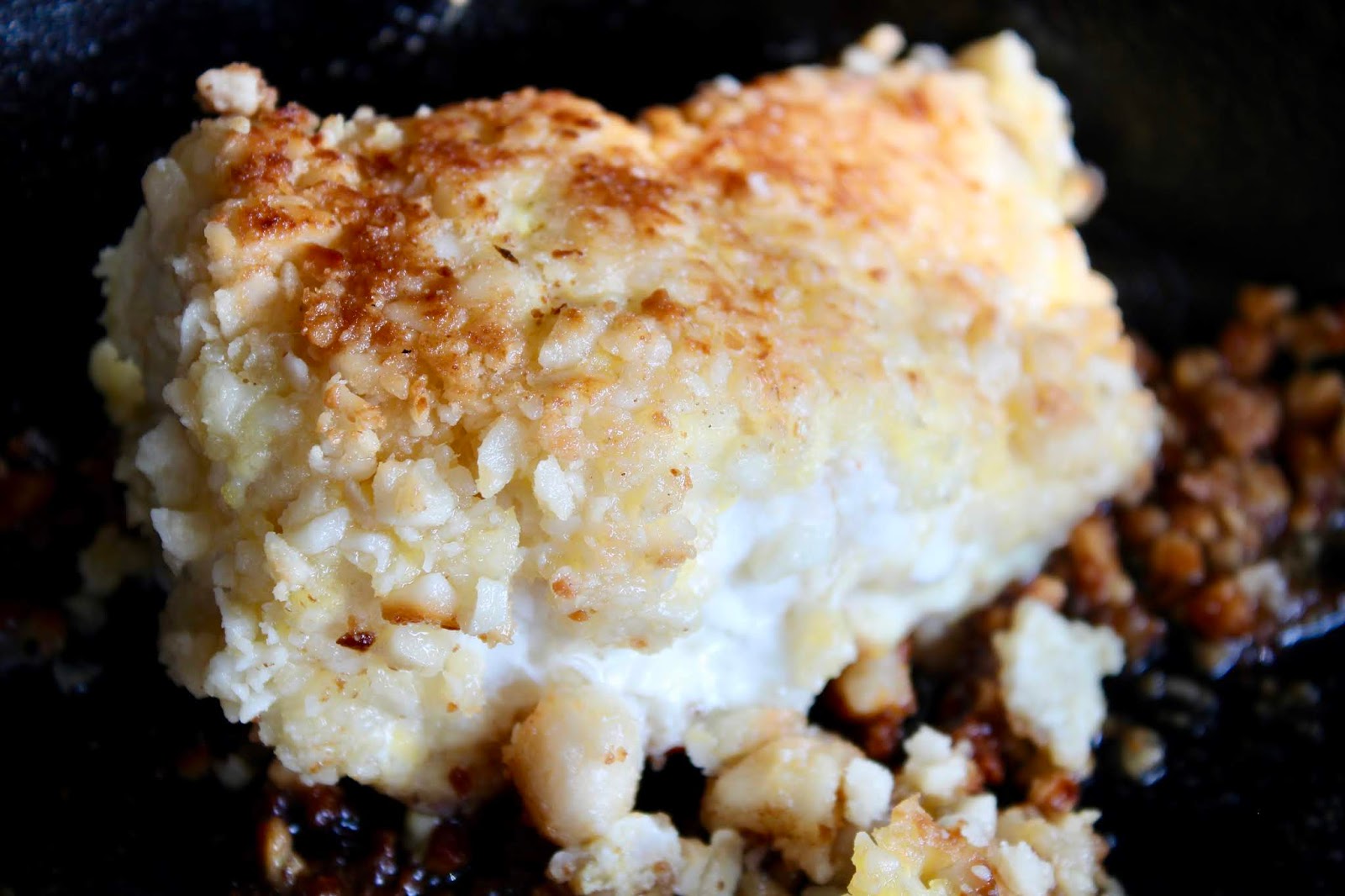 A Taste of Alaska Macadamia Nut Crusted Halibut with Garlic Cream Sauce