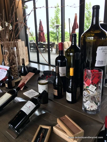 wine display at Matchbook Winery in Zamora, California