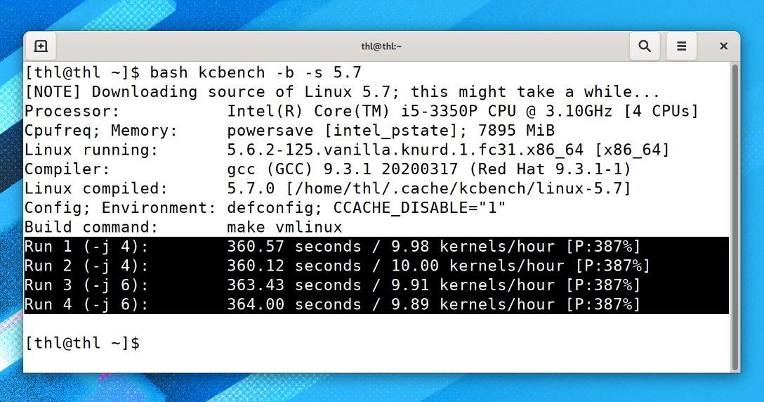 knurd kcbench, the Linux kernel compile benchmark, version 0.9.0 is out