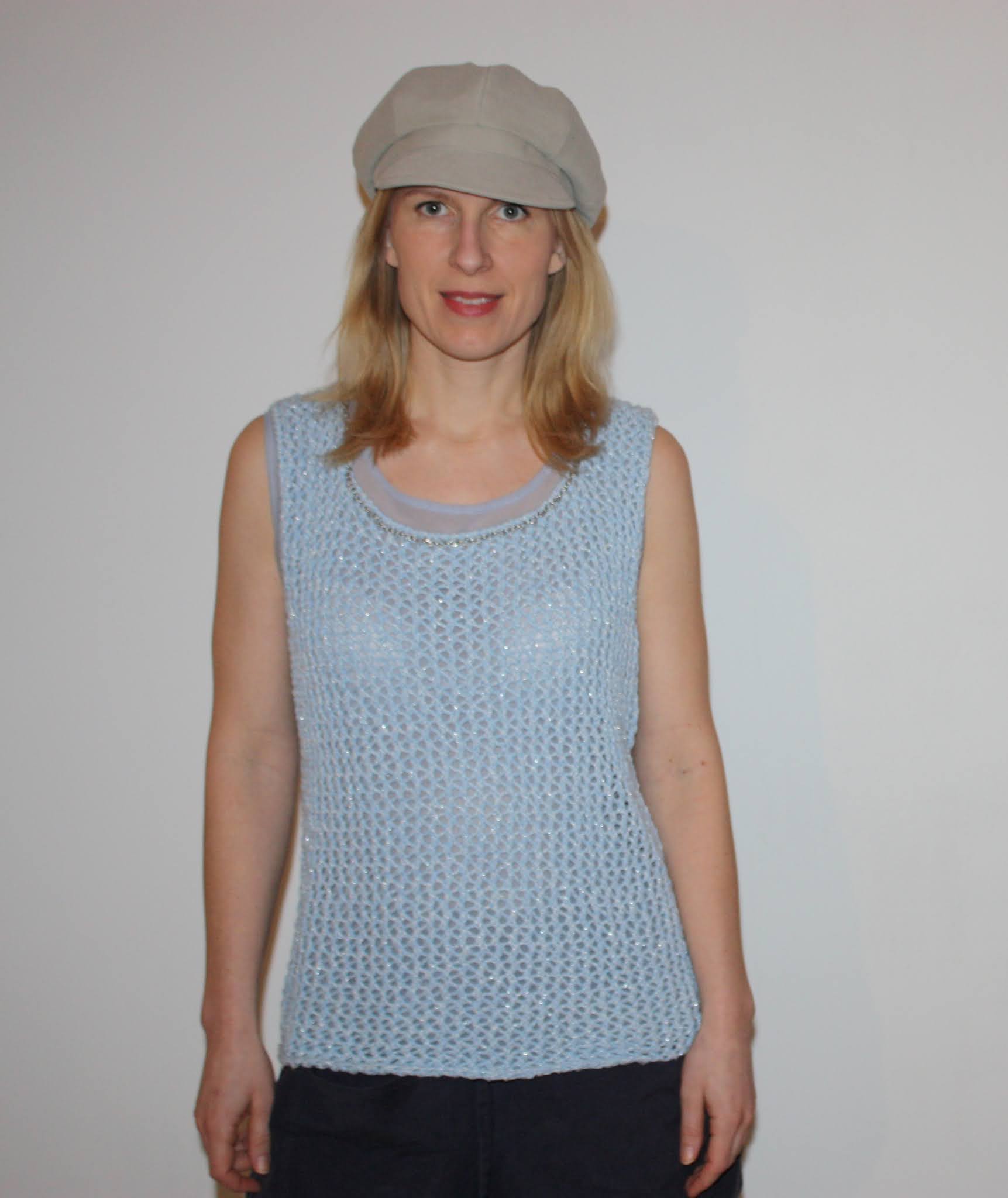 Craftrebella: Pale blue knitted Mesh Top