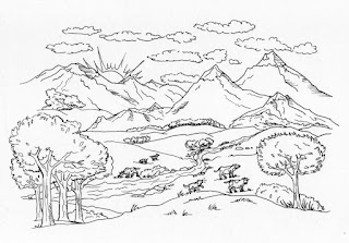 ricerca sulle montagne, testo e immagini disegno della montagna da colorare