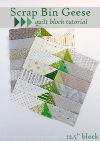 Scrap Bin Geese quilt block tutorial from A Bright Corner