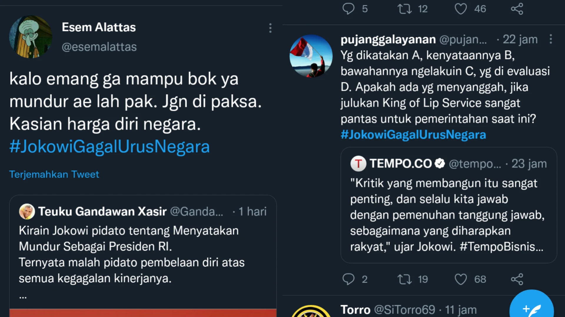 Trending Tagar #JokowiGagalUrusNegara, Netizen: Kalau Memang Sudah Tak Mampu, Mending Mundur Saja Pak!