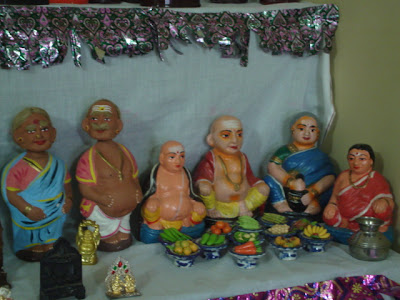 Picture of Beautiful arrangement of Navratri Bommai Kolu dolls during Navaratri Festival in South India